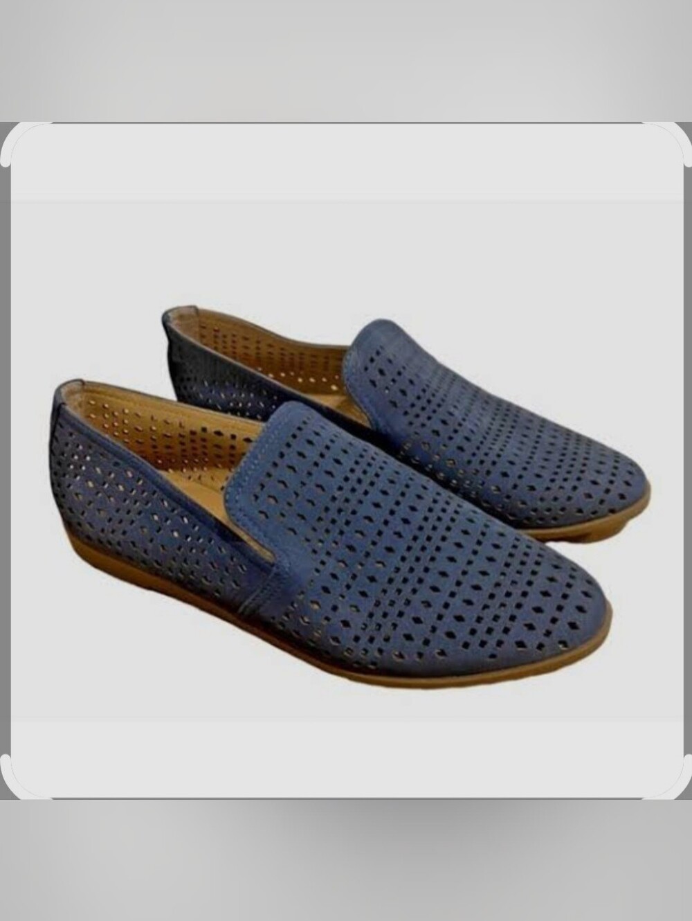 Franco Sarto Perforated Slip-On Size 8.5 Loafers - Blue